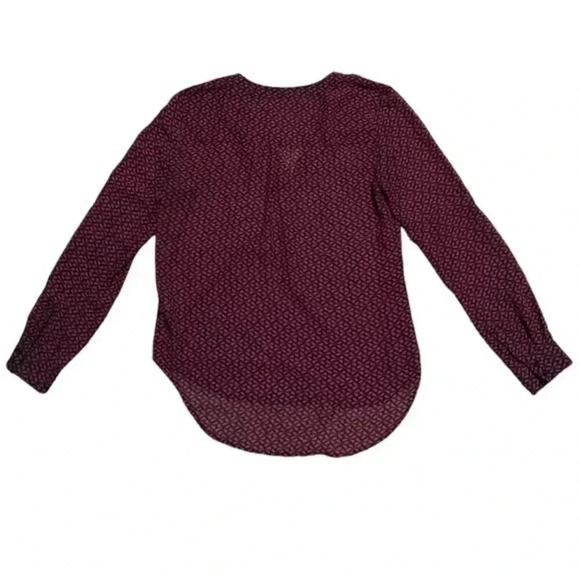 Pleione Semi Sheer Black and Red Geometric Top S - Picture 2 of 8